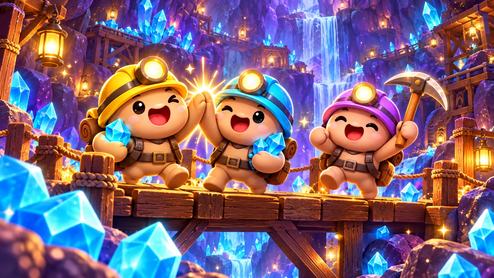Three DIGGO miners celebrating together